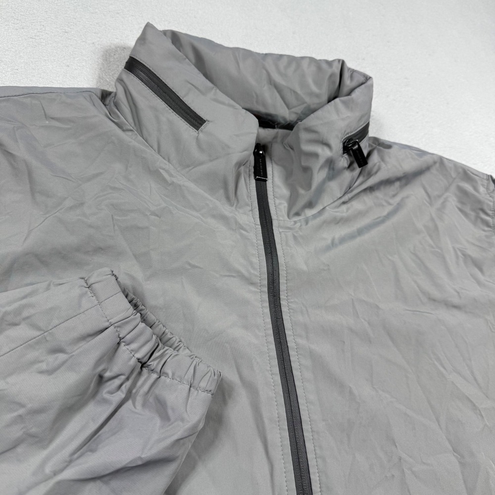 Michael Kors Mens XXL Grey Black Full Zip Windbreaker Jacket Mesh Lightweight